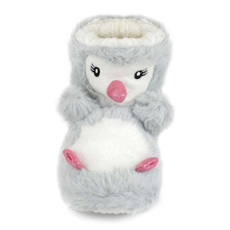 Girls Penguin Design Novelty Faux Fur Plush Boot Slippers 1
