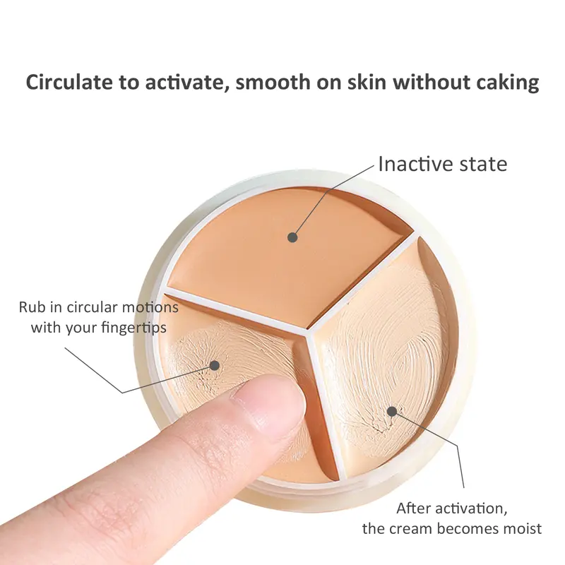 Canusa Concealer Full Coverage Tri-Color Foundation with Waterproof Formula - Flawless 8