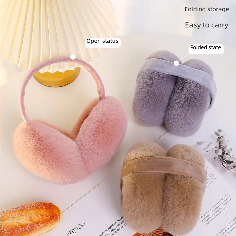 Earmuffs Winter Women's Cute Plush Winter Warm Earmuff Anti-Freezing Ear Cap Earmuffs Protection Foldable 5
