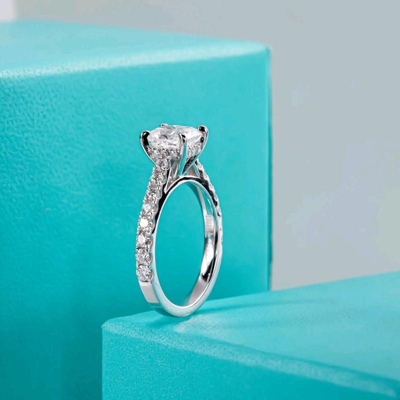 1.5ct D VVS1 Radiant Cut Moissanite Ring with GRA Certificates - 18k White Gold Vermeil Plate over 925 silver. 1