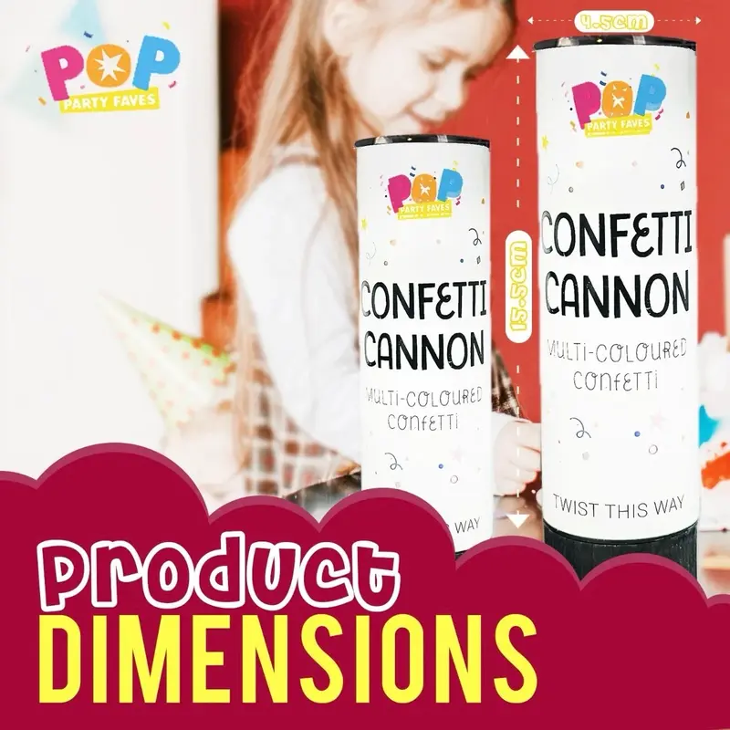 Party Confetti Cannon Large 2pk Party Poppers Compressed Air Wedding Events Burst Pack 4