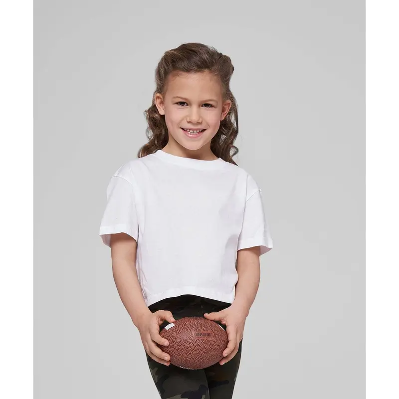 Build Your Brand - Girls cropped Jersey tee - White 1