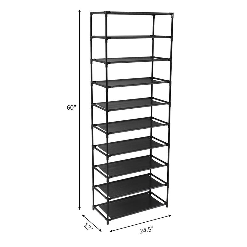 10 Layer Stackable Shoe Rack Storage Shelves Stainless Steel Frame Holds 50 Pairs Of Shoes 1