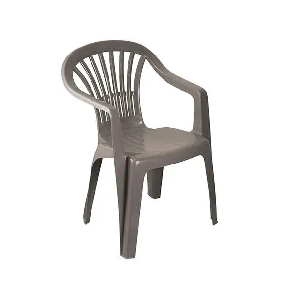Plastic Low Back Chair in Taupe - Great for Garden, Patio, and Camping 0