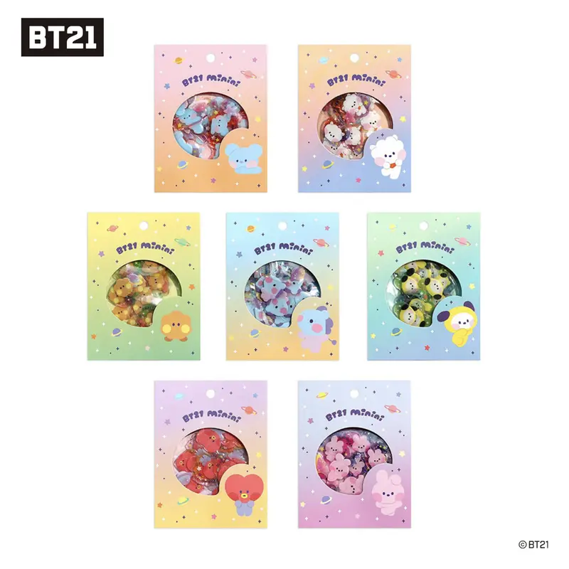 BT21 Minini Flake Sticker - Chimmy Tata Koya Cooky Mang Shooky RJ [LINE FRIEDNS Official Product] 0