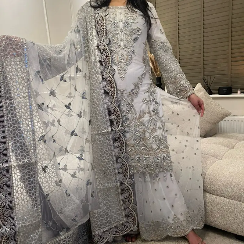 Bloom a heavy stone,pearl work plazzo style outfit by imrozia luxury pret wedding collection