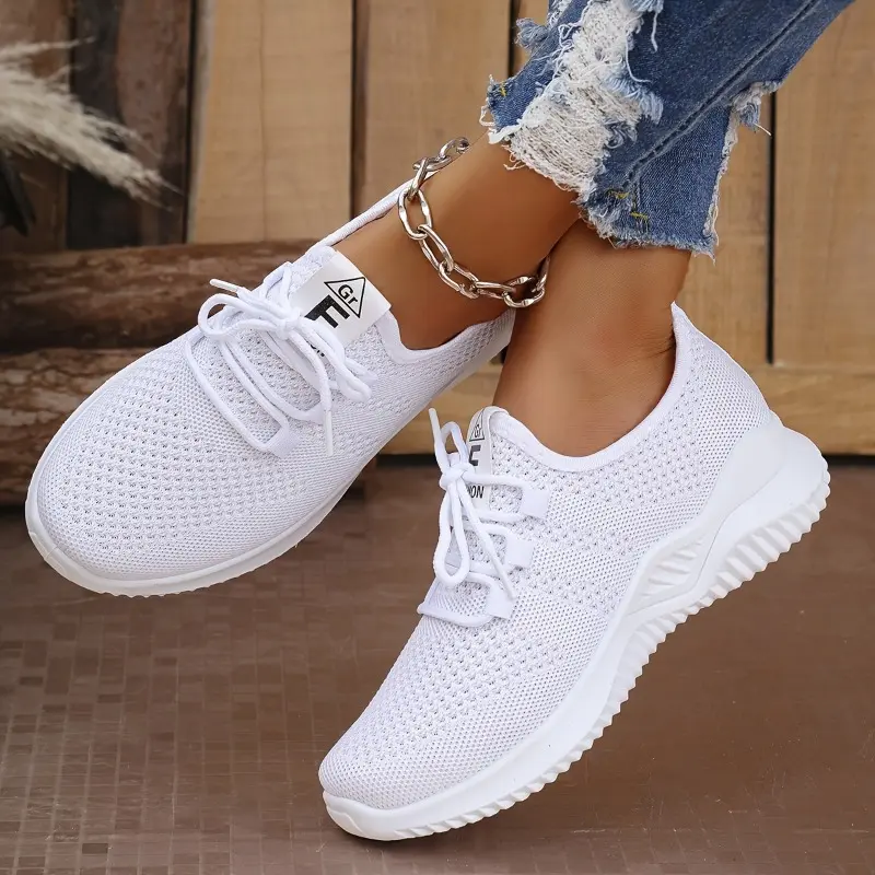 Women's Solid Color Casual Sneakers, Slip On Lightweight Soft Sole Sporty Trainers, Low-top Breathable Fitness Shoes