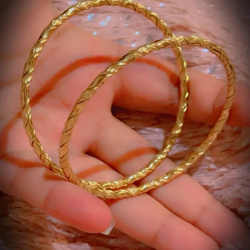 Dubai 22k Gold Plated Karras Bangles Pair - Non Fading asian Indian Pakistani weddings size 2.5 inch mehndi jewellery uk 3