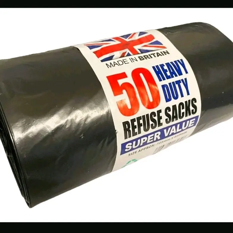 50 x 5 Heavy Duty Bin Bags 250 sacks 100% British Made. Household Kitchen Cleaning Pack thrash bag