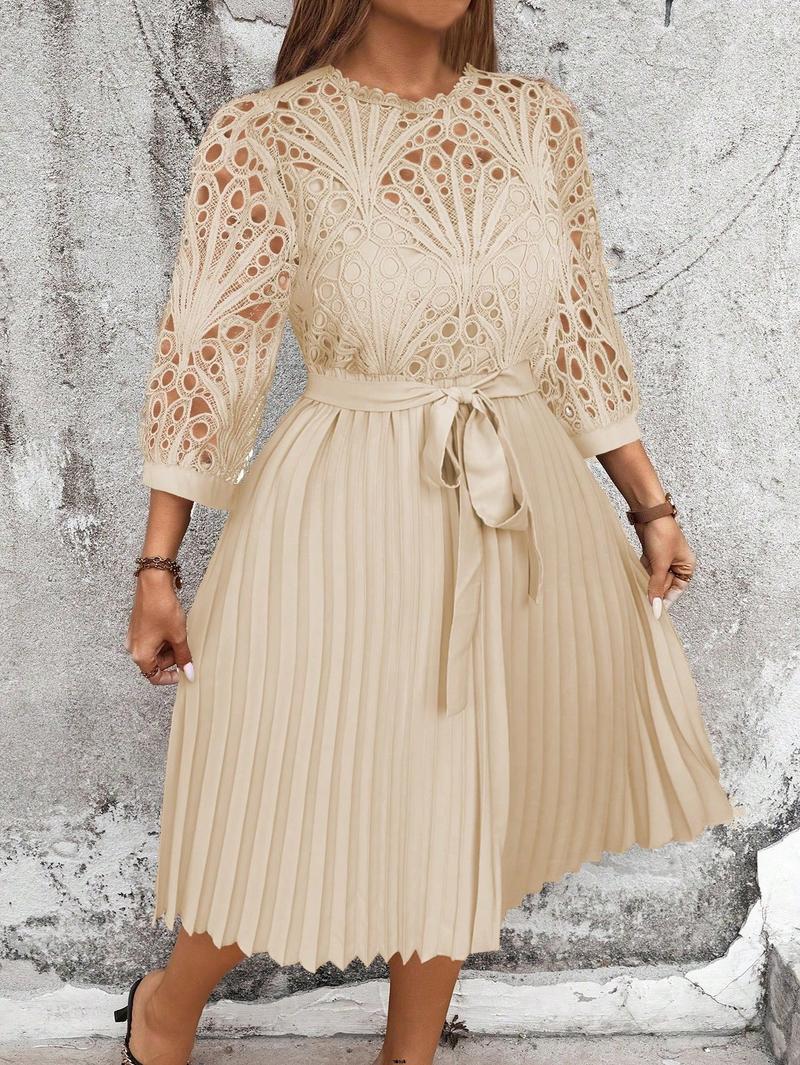 Product Introduction of Dress Hem Patchwork Plush Installation Size Elegant Solid Lace Pleated 13