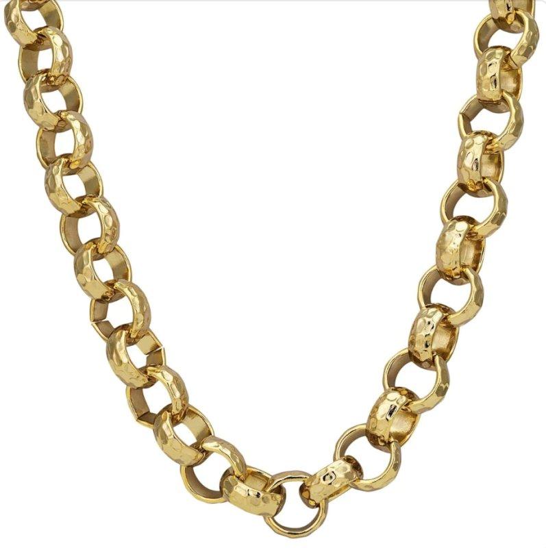 Bling King London 12mm Gold Diamond Cut Pattern Belcher Chain Necklace - 20/24 Inch 1