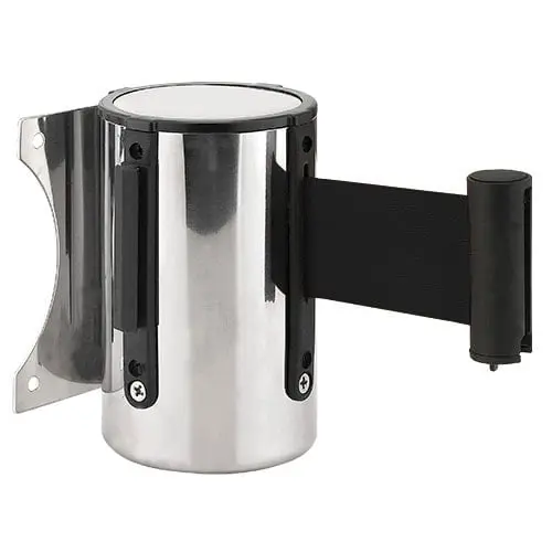 Silver Metal Wall Retractable Barrier Unit With 2m Black Belt