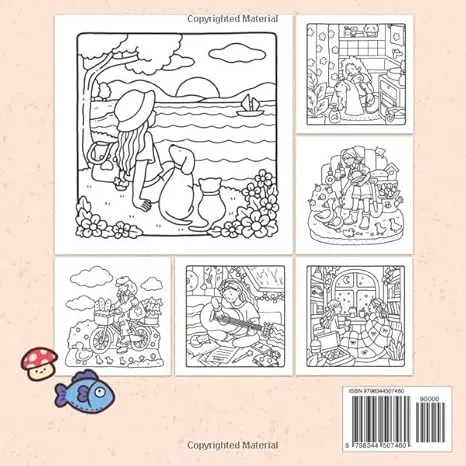 Girl Moments Coloring Book for Adults and Teens - Cute Cozy Daily Activities for Relaxation bobbie  goods 1
