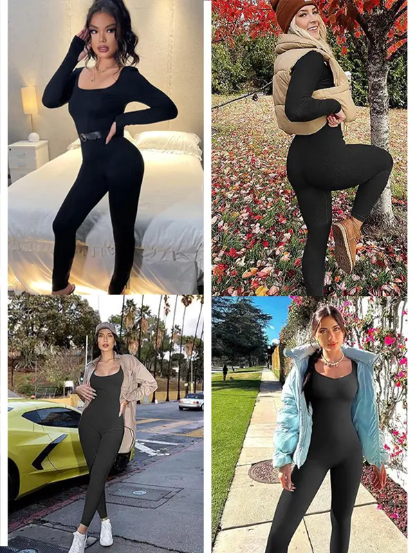 【Flash Deal】Promote Ribbed Jumpsuit Suit Streamline Seamless for Women‘s Sports Clothes Fashion Wearing Outside（Only￡5.99 Last 3 Days！！！） 8