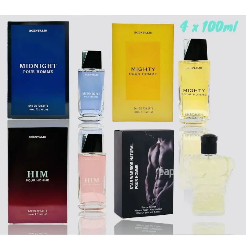 4 x 100ml Men's Eau De Toilette Spray - Long-Lasting Fragrances - Perfect Gift Set 0