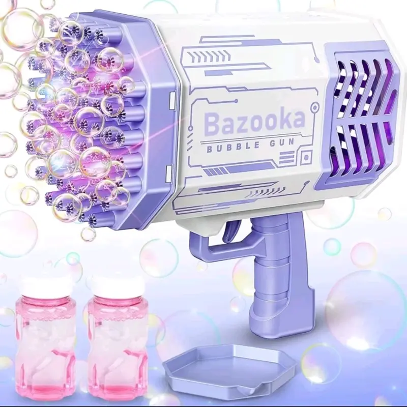 69 Hole Bubble Bazooka Gun USB RECHARGEABLE Bubble Gun Rocket Launcher Bubble Machine & Cooling Fan Kids Outdoor 0