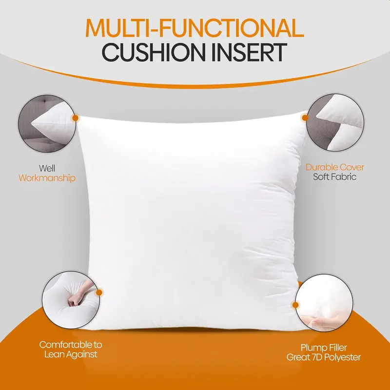 Premium Set of Hypoallergic Cushion Insert Decorative Square Pillow Stuffer for Sofa Couch Cushions inserts 2 pack - [SAME DAY DISPATCH] 3