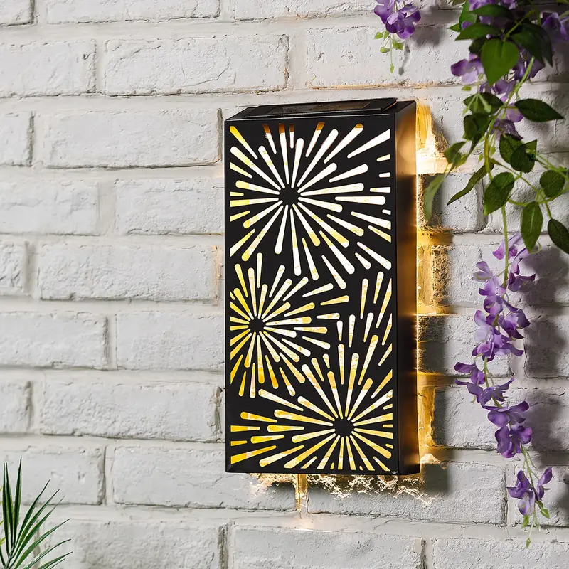 Metal Wall Art Solar Light - Birds Design, Elegant Outdoor Garden Decor with 5 Warm White LEDs, Auto Dusk-to-Dawn Sensor 37x19cm, Weatherproof Iron Artwork for Patio, Fence & Exterior Walls Decoration 1