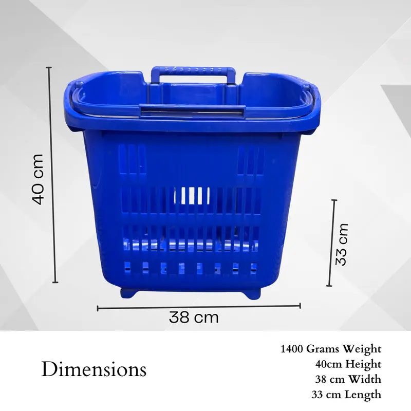 Rajani Rolling Shopping Basket - Lightweight & Durable Shopping Trolley with Built-in Wheels - Organiser Household Pack Blue 0