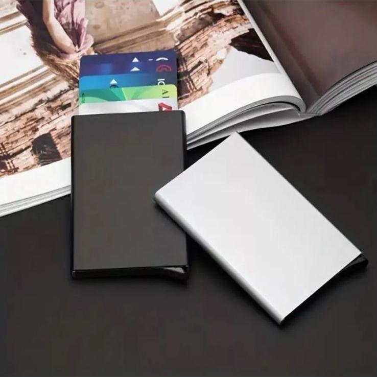 Credit Card Holder Mens Slim Anti-Theft Aluminium RFID Blocking Wallet ID Holder cardholders brown minimalist men's men 1