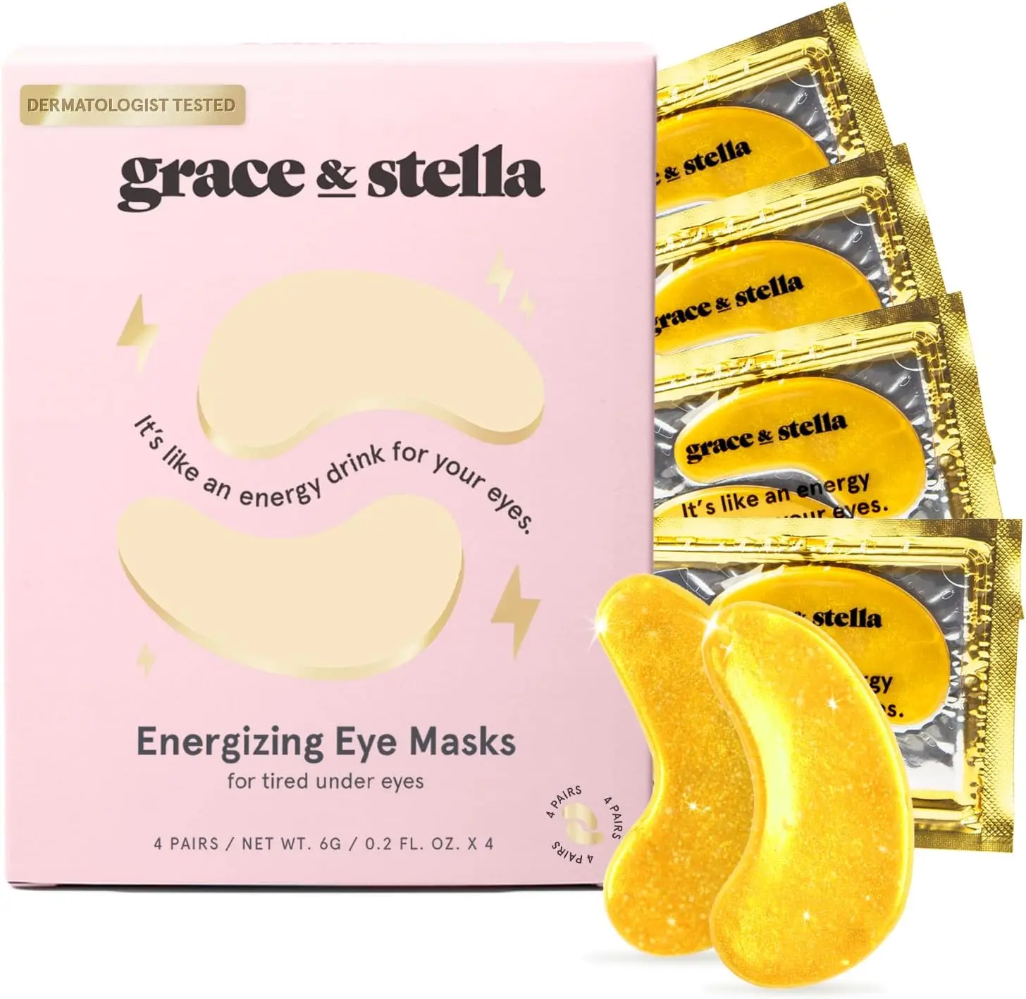 Grace and Stella Under Eye Mask - Vegan & Cruelty-Free Self Care for Dark Circles, Puffy Eyes, Undereye Bags, and Wrinkles (Gold) - Gentle, Nourishing