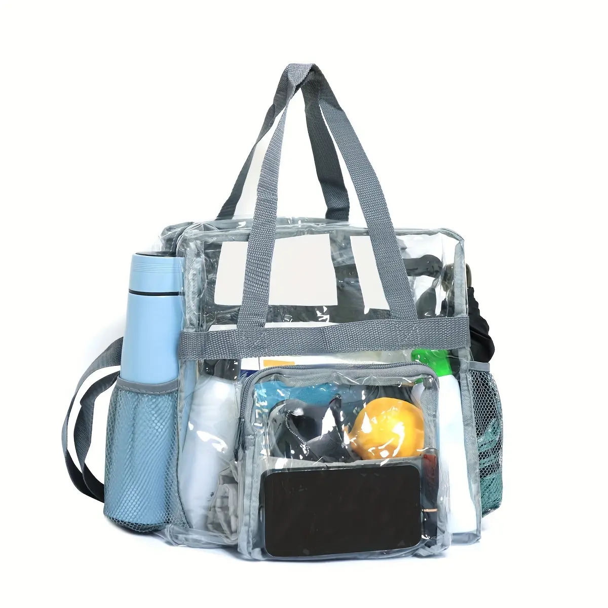 Waterproof PVC Tote Bag | Transparent Design with Adjustable Shoulder Strap & Zipper Closure | Multi-Pocket Organizer for Concerts, Stadiums & Outdoor Events | Lightweight and Durable Handbag, Waterproof Bag
