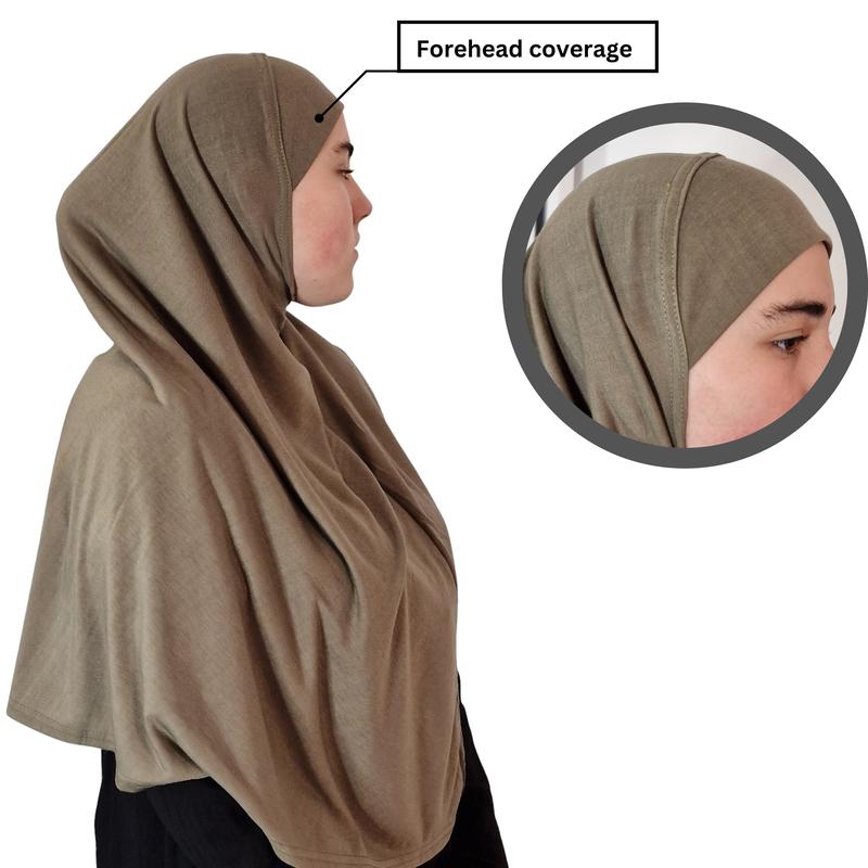 Yaqeen One Piece large Hijab cotton/Jersey women instant Amira Khimar scarf islamic salah prayer clothes amina  hijab 5