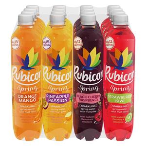 Rubicon Sparkling No Sugar Water With Fruit Juice Mixed Pack 500ml - Pack of 16 - Natural Flavours, Low Calories, Vitamin-Packed - Beverage