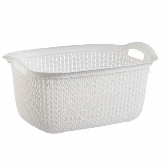 Plastic Laundry Basket Clothes Washing Bin Storage Knitted Hamper Organiser 2