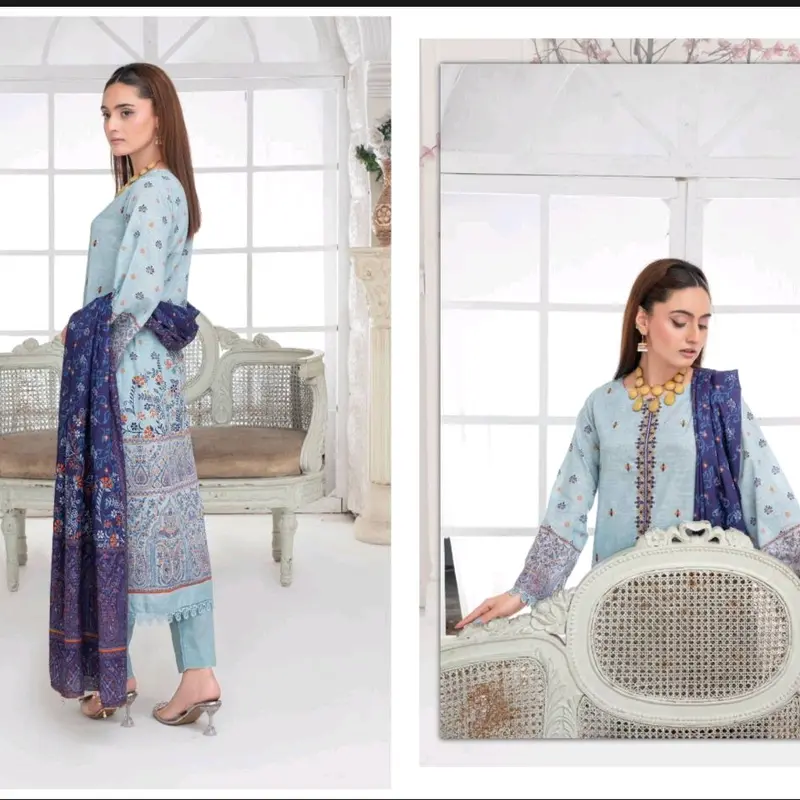 Digital Print & Embroidered Slub Khaddar Shirt - Primer Quality Ready to Wear clothes Traditional Womenswear Elegant Fabric Dress Formal Suit Aesthetic 2