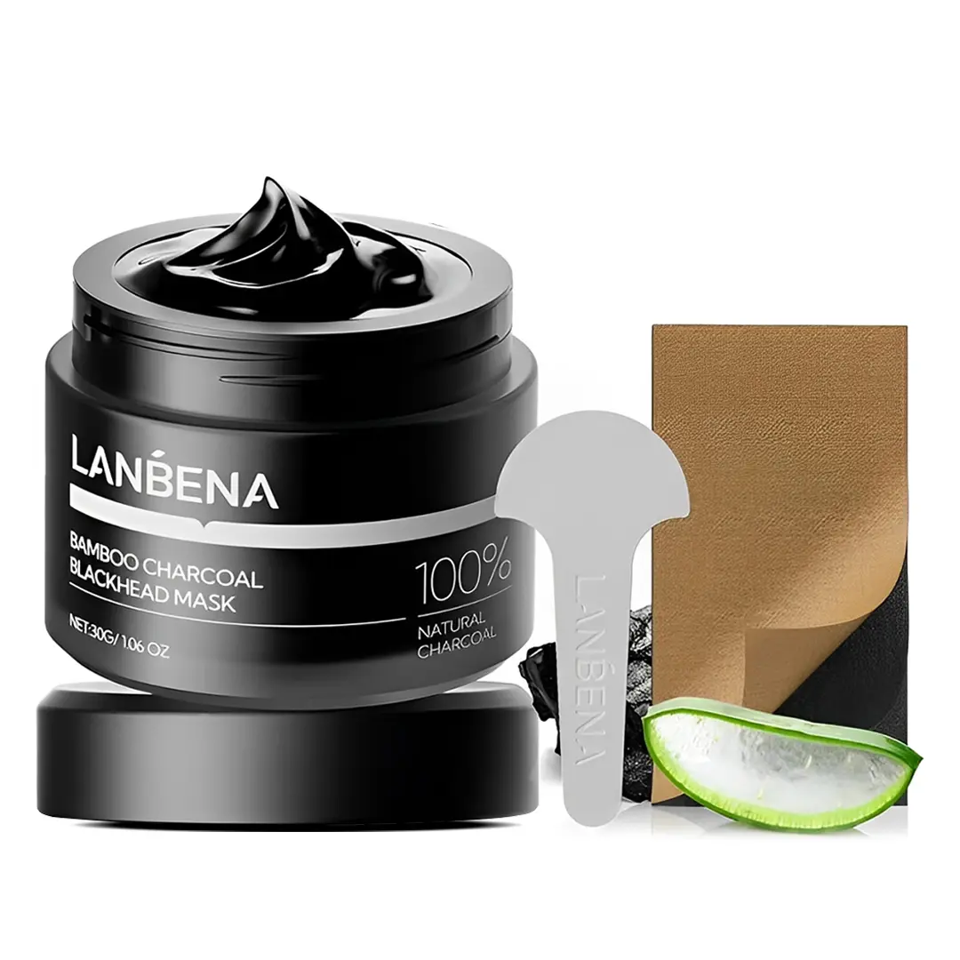 LANBENA Bamboo Charcoal Blackhead Nasal Mask with 60 Sheets Tear -Off Nasal Skincare Strip