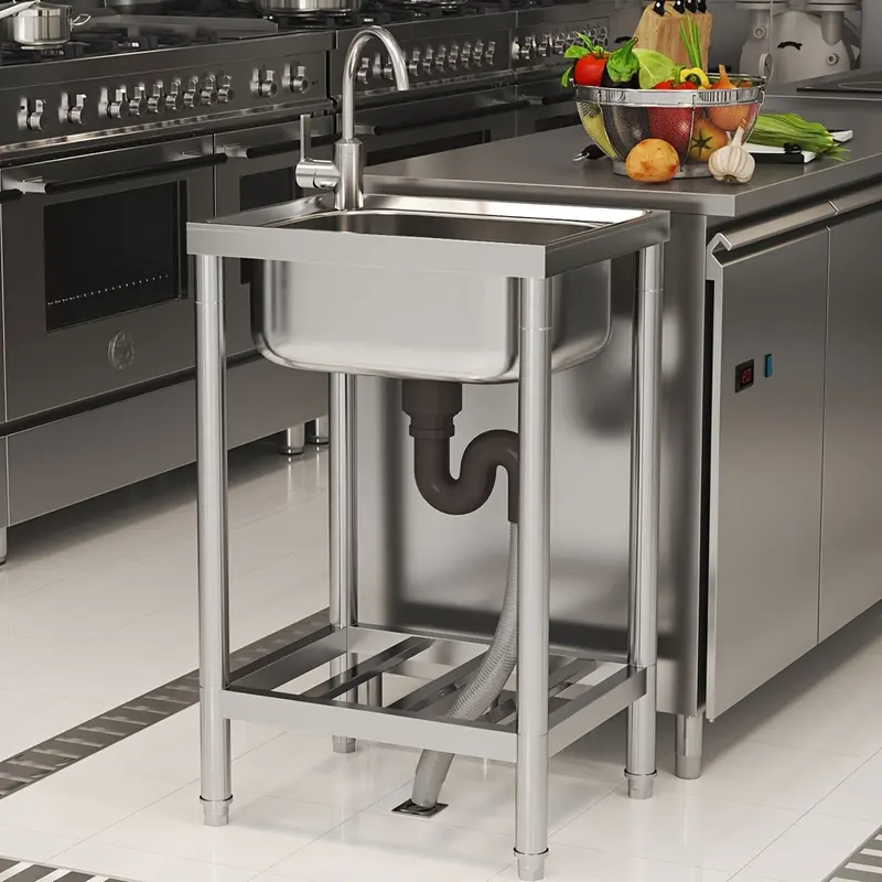 Stainless Steel Sink Commercial Catering Kitchen Sinks Single Bowl Drainer Unit With Bottom Shelf 1
