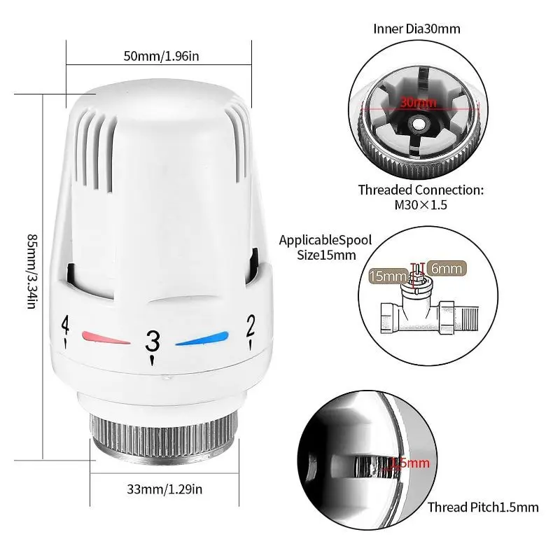 2/3/6pcs Radiator Thermostatic Head Heater Control Thermostat Heating Valve Tool 2
