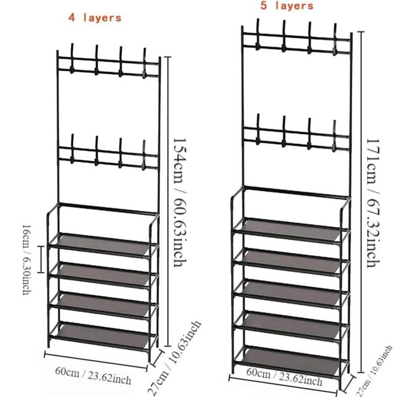 Large Capacity Free Standing Shoe Stand Organizer for Home Entryway, Hallway, and Bedroom Storage - Multi-layer Coat & Shoe Rack 5