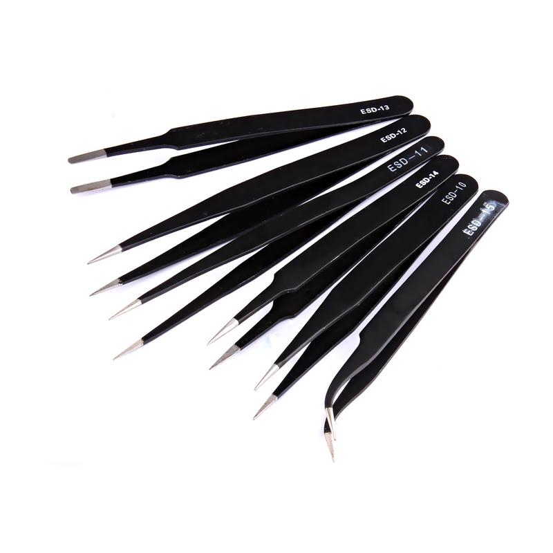 6 x Professional Coated Precision Tweezers Set Stainless Steel Non Magnetic 1