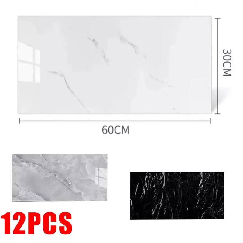 12X PVC Marble Tiles Wall Sticker Self-Adhesive Stick On Kitchen Bathroom Decor panels 1