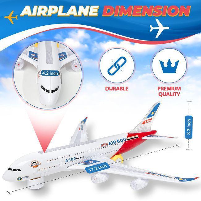 Airplane A380 Kids Electric Light & Sound Bump & Go Toy - Perfect Xmas Gift 4