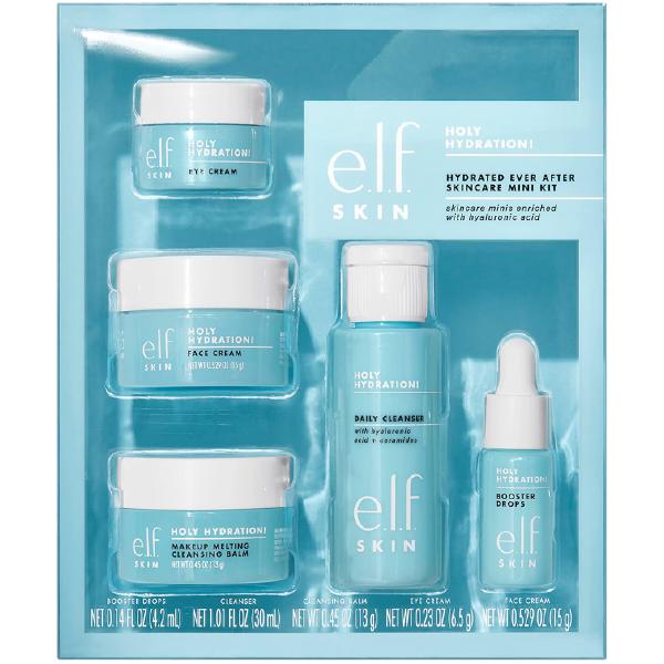 e.l.f. SKIN Hydrated Ever After Skincare Mini Kit, Cleanser, Makeup Remover, Moisturiser & Eye Cream For Hydrating Skin, Airplane-Friendly Sizes Cleansing Hyaluronic Daily Comfort Moisturizing Moisture Moisturize 0