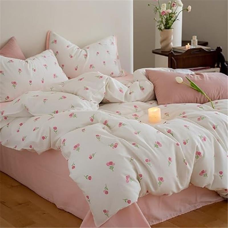Double Duvet Cover Set Floral Bedding Modern Comforter Cover with Zipper Closure and 2 Pillowcases 8