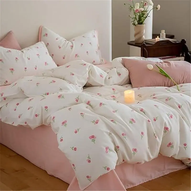 Double Duvet Cover Set Floral Bedding Modern Comforter Cover with Zipper Closure and 2 Pillowcases 7
