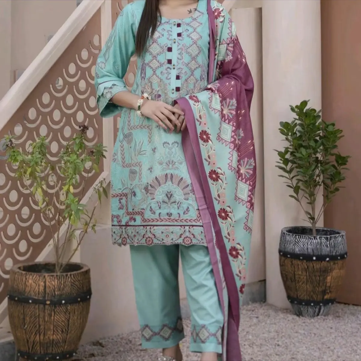 Soni D3 Design 1 Dhanak readymade winter  suit with Pashmina Shawl Dress Traditional