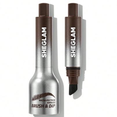 SHEGLAM Brow-Fection Angled Brush & Dip, For Sparse Brows, Hair-Like Strokes Liquid Eyebrow Gel Pen, Easy Coloring, Long-Lasting, Quick-Drying, Natural Shaping, Outlining & Filling Eyebrow Cosmetic Makeup, Aubrun strong 2