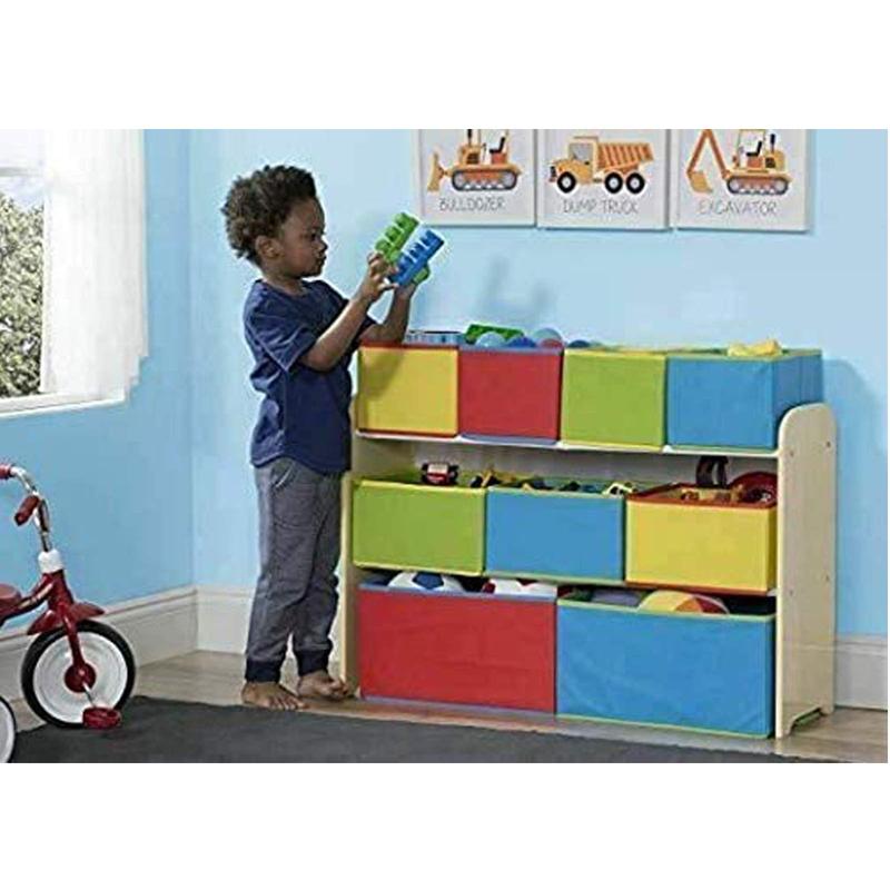 Walgreen Xample® Kids Wooden Children Toy Storage Rack shelf with 9 Boxes Organizer Grey & Blue 2