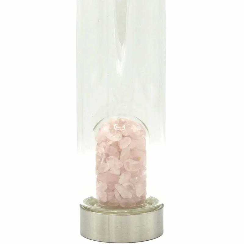 Rose Quartz Crystal Infused Glass Water Bottle – Self-Love, Healing, and Positive Energy with Every Sip Drinkware Peace 1