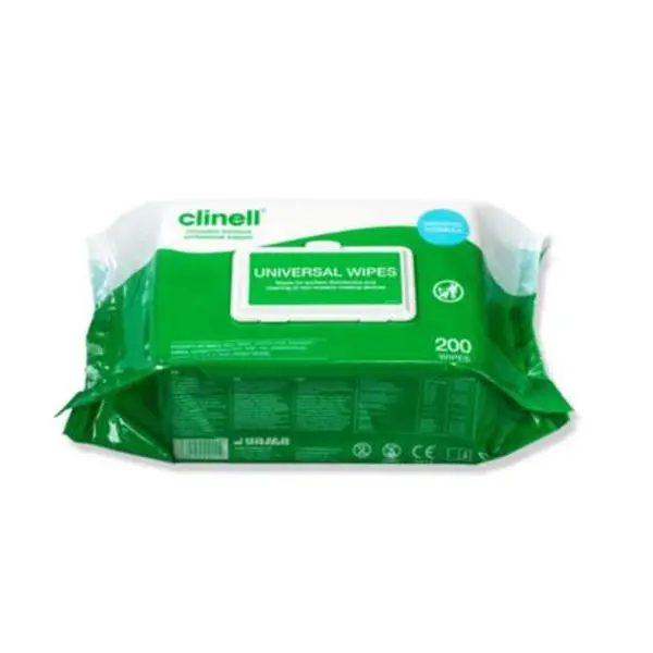 Clinell Universal Wipes - 200 Count Pack - Antibacterial Cleaning Wipes