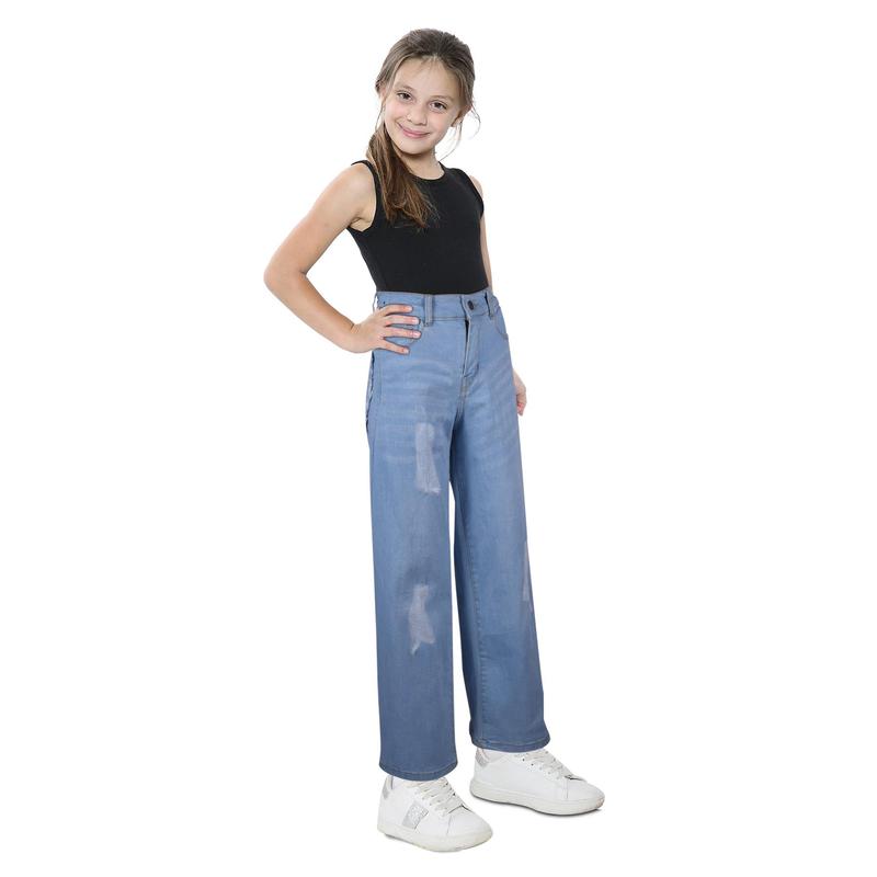 A2Z 4 Kids Girls Palazzo Jeans Wide Leg Stretchy Denim Pants Flared Fashion Jean Trousers Baggy Pants Gift for Children Age 5-14 Years 3
