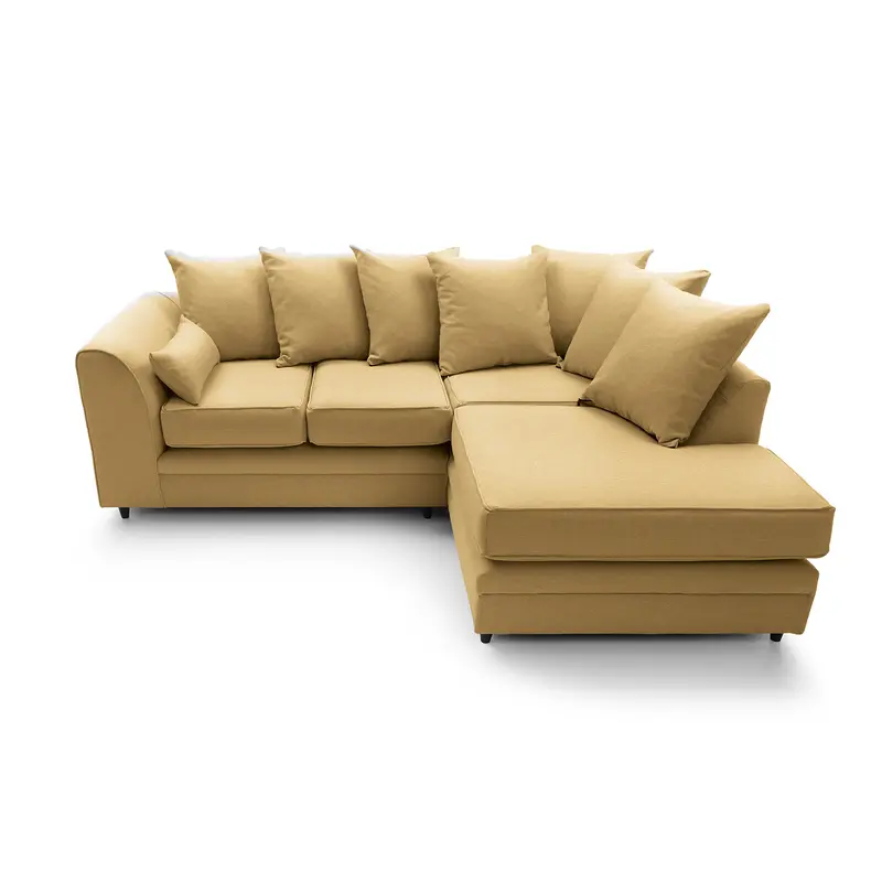 Darcy Corner Sofa Right Facing in Mustard Linen Fabric 3