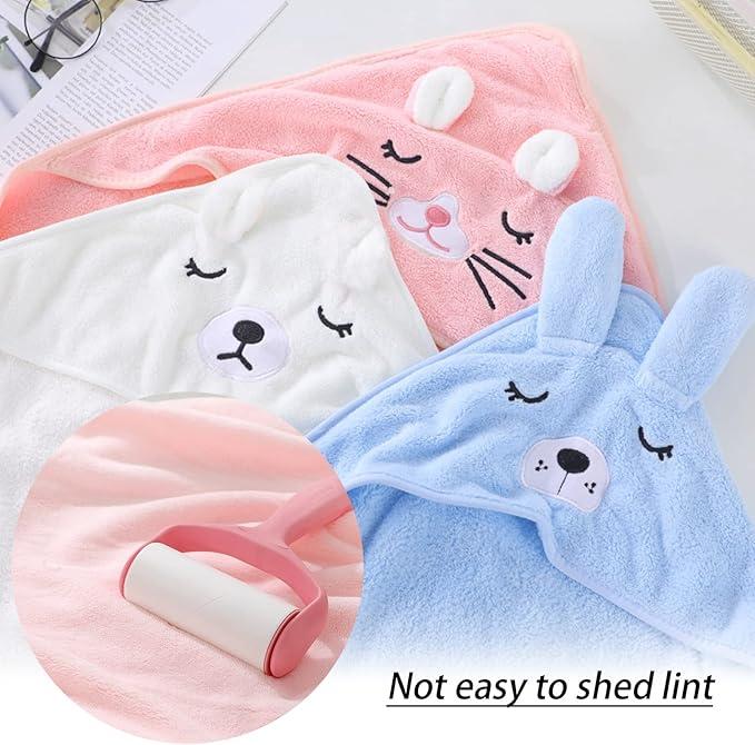 2PCS Hooded Baby Towel, Baby Bath Towel, Bathing Towel for Kids Babies, Unique Animal Design, Soft Absorbent, for Newborn Baby Boy and Girl (pink) 6