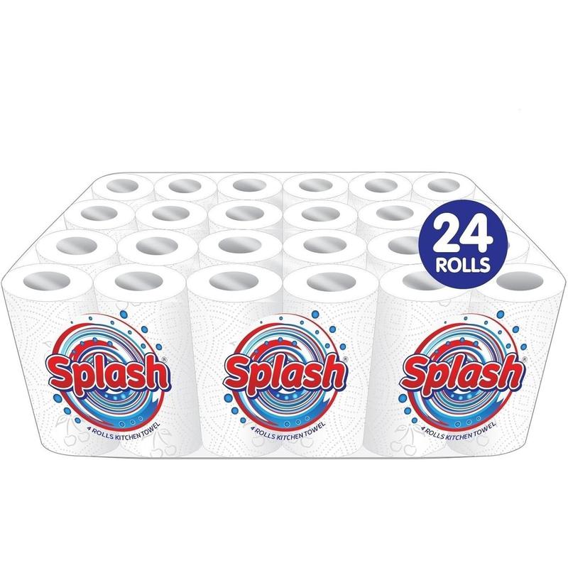 24 kitchen Roll / Towel 2 Ply 10M Per roll - Splash Strong Super Absorbent printed Design - 24 rolls pack (4x6 Case Pack) 7