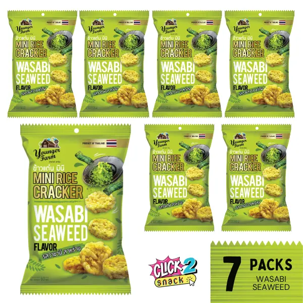 Younger Farm 7-Pack Mini Rice Crackers Snack Crispy crisps 60G X 7 - Made from 100% Thai Sticky Rice, Gluten Free, Halal Certified 5